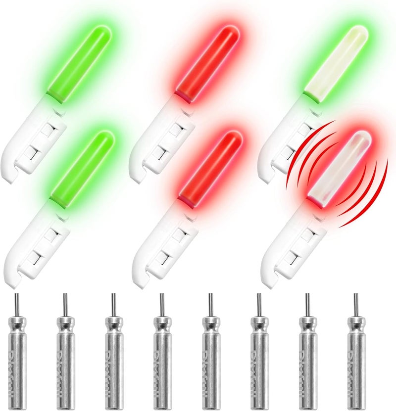 DunkTeam 6PCS Night Fishing Rod Fish Strike Alert, Fishing Glow Sticks, LED Fishing Alarm, Fishing Bite Alarm Light with 8PCS CR425 Battery - Image 1